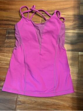 Lululemon Pink Strappy Built In Bra Tank Top Size 4 Athletic Yoga (0868)